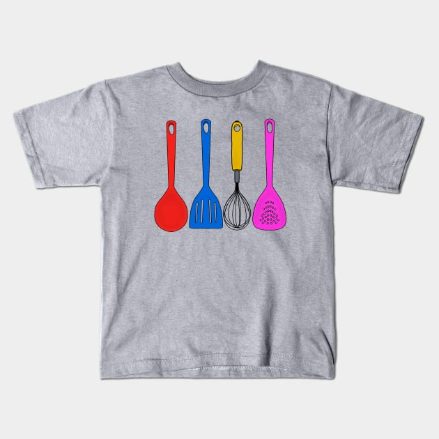 Household utensils for kitchen Kids T-Shirt by DiegoCarvalho